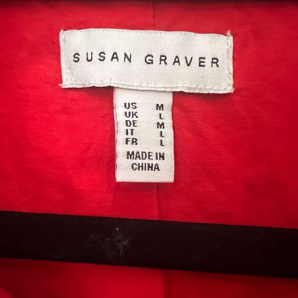 Beautiful Susan Graver 3/4 sleeve zip up red embroidered Jacket M EUC - Picture 4 of 11